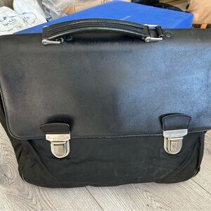 Prada Traditional Black Nylon/ Leather Foldable Briefcase